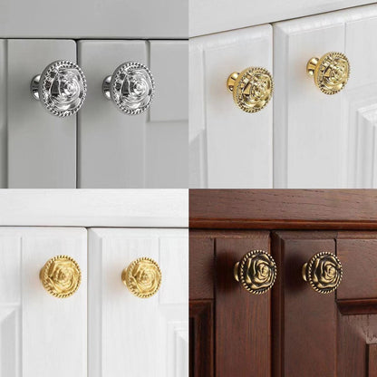Flower Brass Cabinet Knobs in Gold Silver Bronze