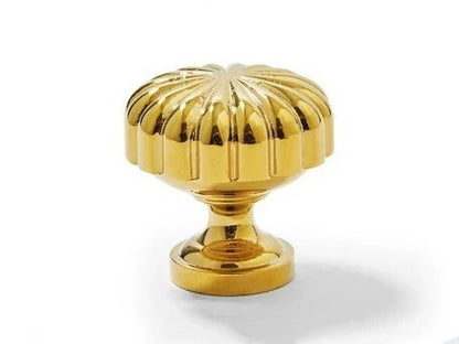 Brass Pumpkin Cabinet Knob, Gold Chrome Antique Bronze