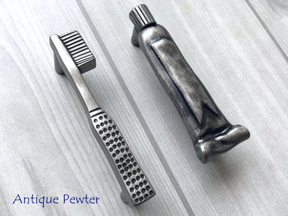 3" Toothbrush Toothpaste Bathroom Cabinet Handles, Antique Black Brass Pewter 76 mm
