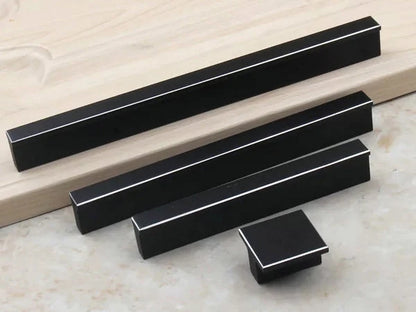 Mid Century Drawer Pulls, Brushed Gold Brass Cabinet Handles, Black, Alumimum