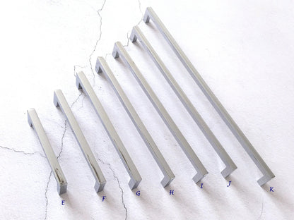 Polished Chrome Cabinet Pulls, Square Drawer Handles, Modern Kitchen Hardware