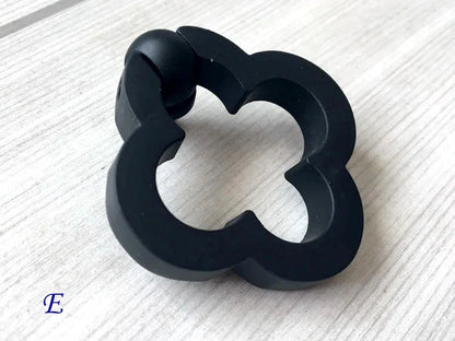 Drop Ring Drawer Pulls, Circle Cabinet Knobs, Matte Black, Rectangular, Clover
