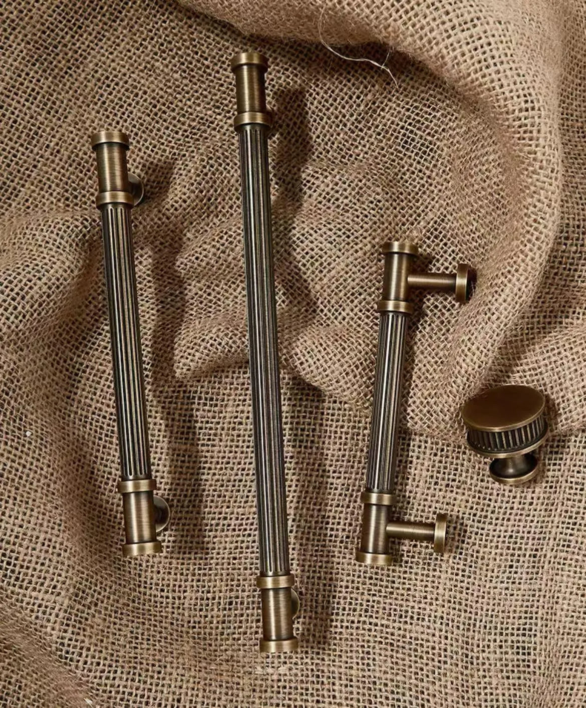 Reeded Antique Bronze Brass Cabinet Bar Pulls for Retro Decor | Lynns Hardware