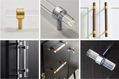 Brass Post Bracket for Lucite Handles and Wood Pulls, Brushed Gold, Polished Chrome
