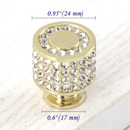 Crystal Drawer Pulls, Rhinestone Cabinet Knobs, Polished Chrome, Gold, Round, Cylinder, Square