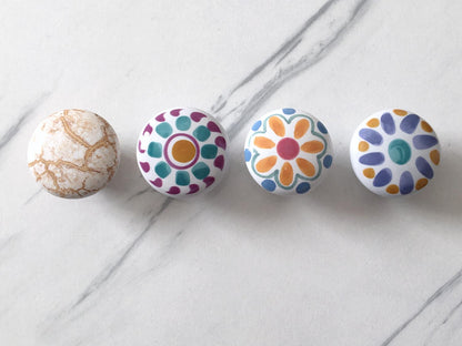 Ceramic Drawer Knobs, Kitchen Cabinet Pulls Hardware, Flower Bird Colorful