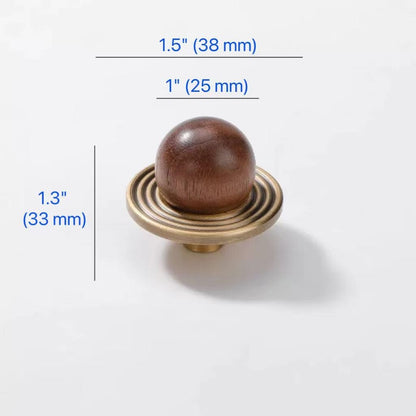 Walnut Brass Saturn Cabinet Knobs, Japandi Kitchen Hardware, Polished Chrome, Antique Bronze