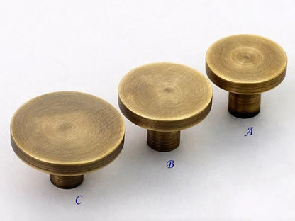 Circle Brass Knob, Round Drawer Pulls, Kitchen Hardware, Black Bronze Gold