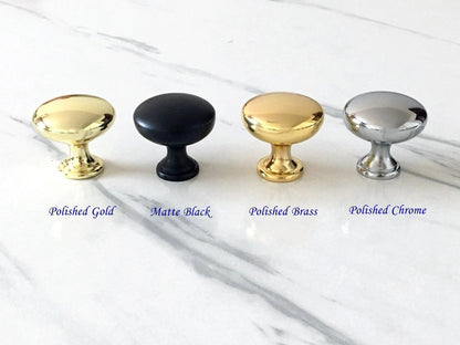 Round Cabinet Knobs, Drawer Pulls, Gold Pewter Nickel Bronze, Kitchen Hardware