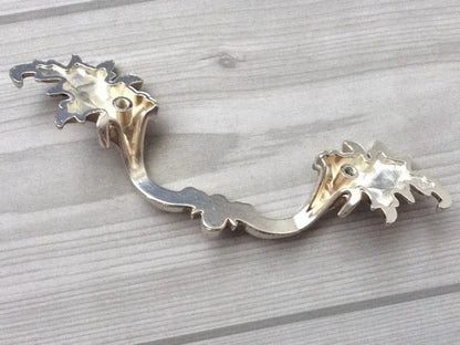 3" 3.75" Centers Antique Silver Leafy Drawer Pulls, Vintage Shabby Chic Cabinet Hardware