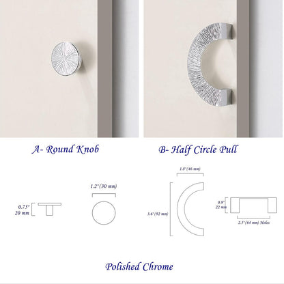 2.5“ Brass Sunburst Half Moon Drawer Pull & Circle Knob