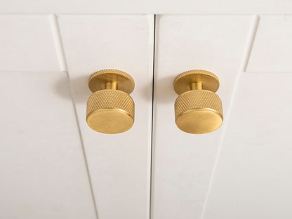 Knurled Brushed Brass Cabinet Knob - Classic Hardware
