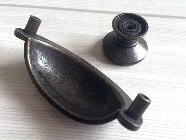 2.75" Dark Antique Bronze Cup Drawer Pull - LynnsHardware