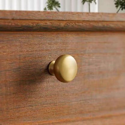 Solid Brass Round Cabinet Knob with Backplate Brushed Gold Nickel Silver Antique Bronze