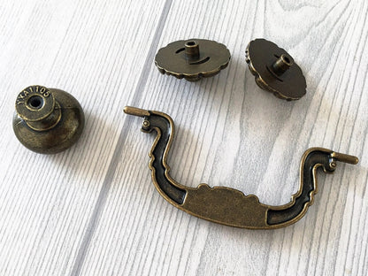 3.5" Antique Bronze Drawer Pull Rustic Drop Handle Hardware Vintage Style