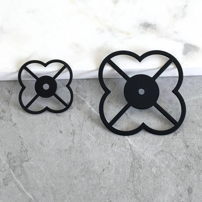Brass Clover Back Plate for Drawer Knobs, Brushed Gold, Polished Chrome, Matte Black