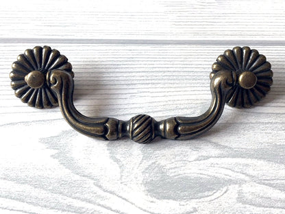 3.5" Antique Bronze Drawer Pulls Rustic Drop Handles Vintage Style