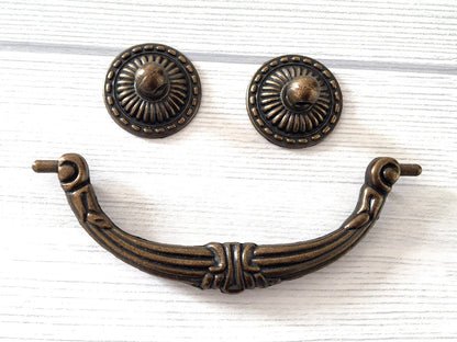 4.5" Vintage Style Antique Gold Brass Bail Drawer Pull | Kitchen Cabinet Knob