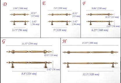 European Style Brass Cabinet Pull, Antique Bronze, Retro Kitchen Hardware