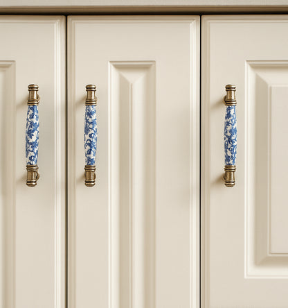 3" 3,75" 5" Porzellan Schublade zieht Schrank Griff blau weiß