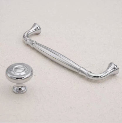 Polished Chrome Cabinet D Handle｜Round Knob | Gingko Drop Pull