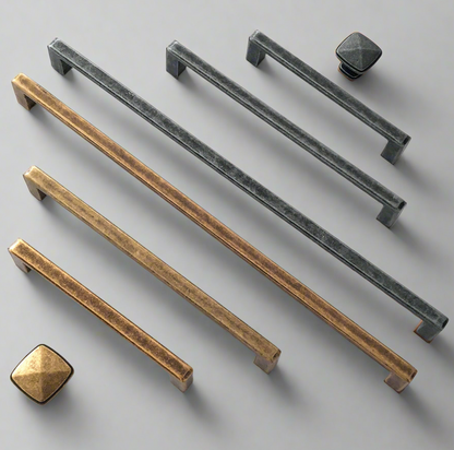 5" 7.5" 12.5" Slim Square Cabinet Bar Handles - Antique Pewter/Bronze - LynnsHardware