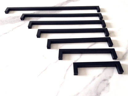 Black Cabinet Pulls Square Drawer Handles Kitchen Lynns Hardware