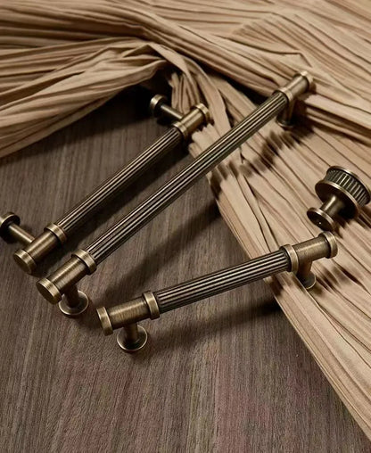 Reeded Antique Bronze Brass Cabinet Bar Pulls for Retro Decor | Lynns Hardware