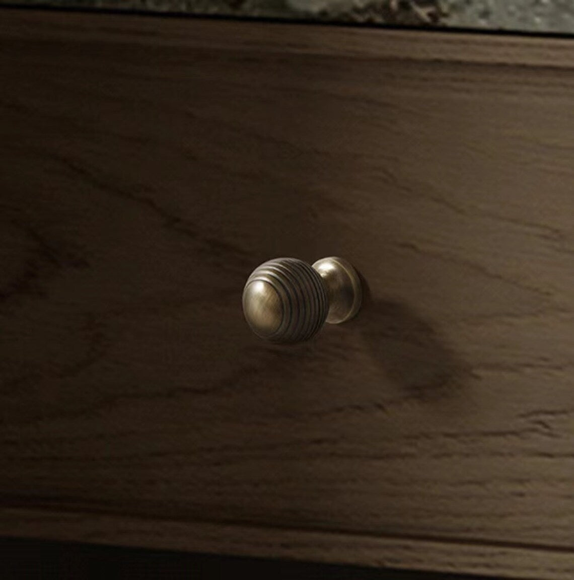 Solid Brass Beehive Cabinet Knob in Antique Bronze, Retro Sphere Drawer Pull