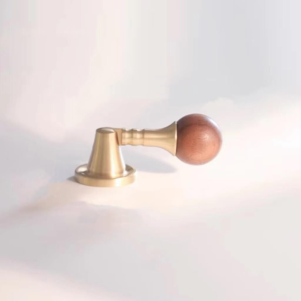 Walnut Brass Drop Drawer Pull - Pendant Cabinet Knob