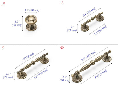 Victorian Antique Bronze Cabinet Handle -  2.5" 3.75" 5"