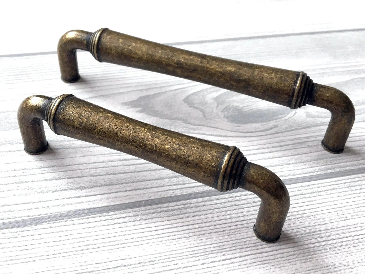 3.5" 3.75" 5" Farmhouse Drawer Handle, Rustic Cup Dresser Pull, Antique Bronze