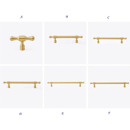 Cabinet Bar Pulls, Solid Brass, Brushed Gold, Modern Mid Century Kitchen Hardware