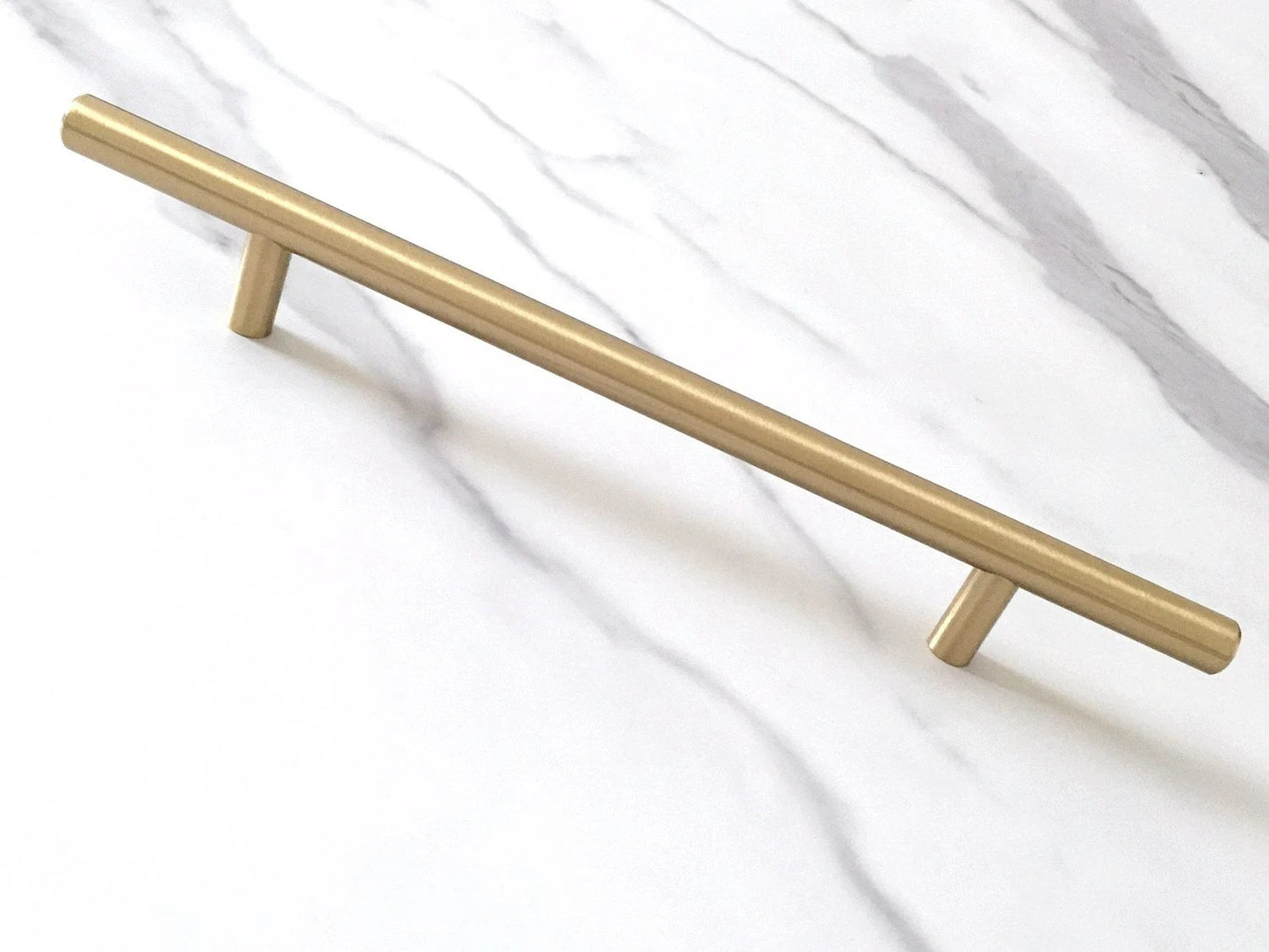 Gold Brass Round T Bar Drawer Pull & Knob - 2.5" to 6.25"
