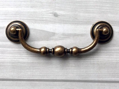 4.25" Drawer Pull Bail Drop Handles Antique Brass - 4 1/4" Center-to-Center