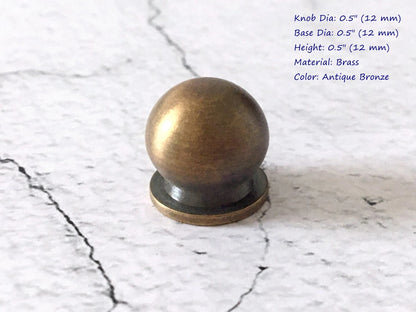 1/2" Dia Mini Drawer Pull, Brass Jewelry Box Knobs, Tiny Crystal Hardware