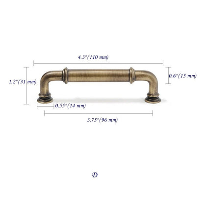 3.75" 5" Solid Brass Cabinet Handles in Antique Bronze, Retro Kitchen Hardware