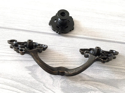 3.25" Drawer Pulls Handles Dresser Pull Vanity Handle, Antique Gold Brass