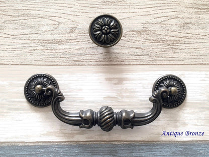 5.75" Vintage Style Bail Drawer Pull Handle Antique Bronze Black Drop Swing