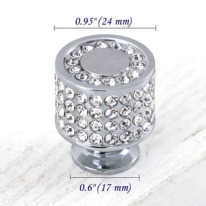 Crystal Drawer Pulls, Rhinestone Cabinet Knobs, Polished Chrome, Gold, Round, Cylinder, Square