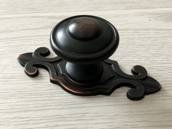 Oil Rubbed Bronze Cabinet Knobs with Backplate, Kitchen Hardware