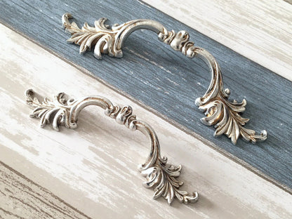 Leafy Drawer Pulls, 3" 3.75" Centers, French Provincial, 76 96 mm Holes