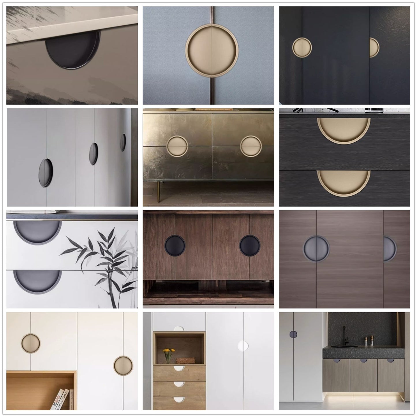 Half Moon Recessed Flush Cabinet Pull Handle - 4 Finishes