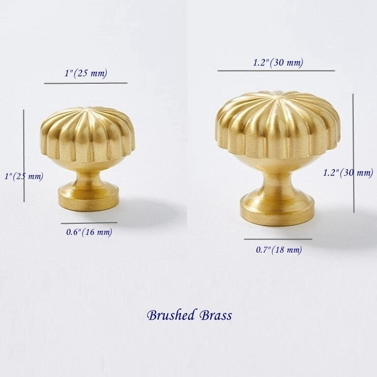 Brass Pumpkin Cabinet Knob, Gold Chrome Antique Bronze
