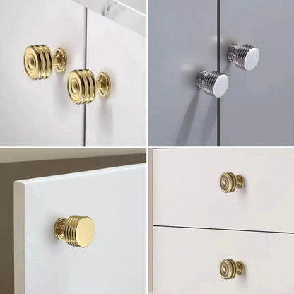 Brass Circle Drawer Knobs, Reeded Ringed Cabinet Knobs, Gold Chrome Antique Bronze