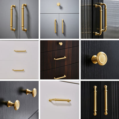 3.75" 5" Solid Brass Cabinet Handles in Brushed Gold | MCM Kitchen Hardware