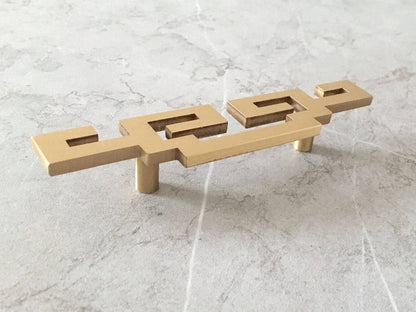 2" 2.75" Brass Greek Key Drawer Pull Handles - Oriental Style