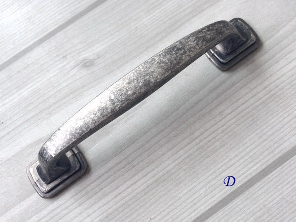 Antique Pewter Cabinet Pulls, Square Knob, Retro Kitchen Hardware