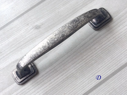 Antique Pewter Cabinet Pulls, Square Knob, Retro Kitchen Hardware