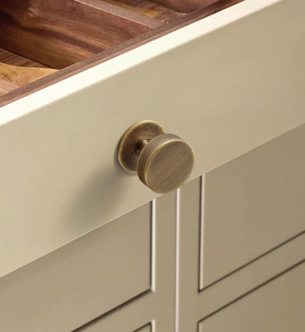 Brass Round Cabinet Knobs with Wide Base - 6 Finishes
